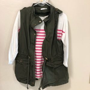 White and pink striped shirt